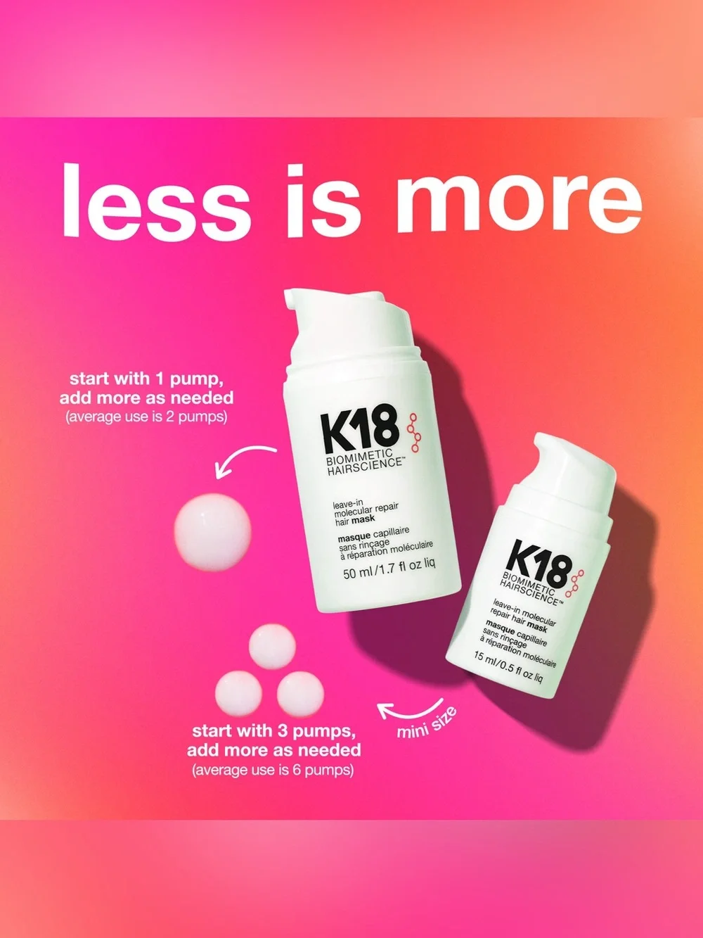 K18 Biomimetic Hairscience  Leave-In Molecular Repair Hair Mask
